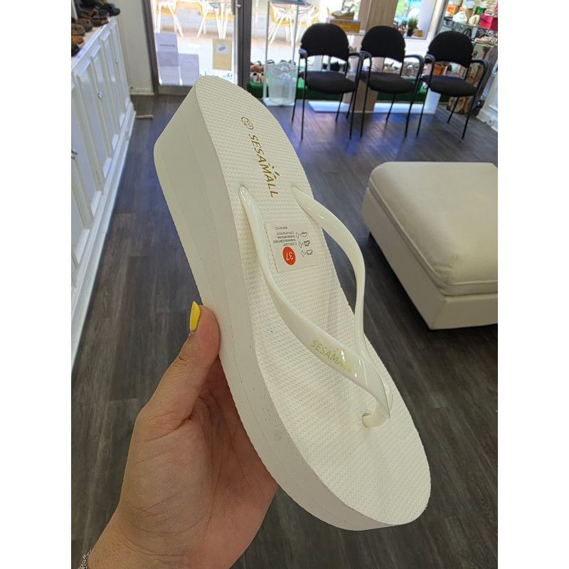 CHANCLA CON CUÑA BLANCO