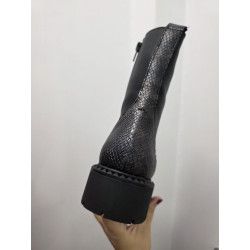 VALERIAS - BOTA PIEL MILITAR NEGRA