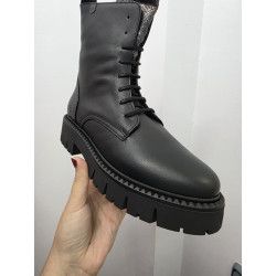 VALERIAS - BOTA PIEL MILITAR NEGRA
