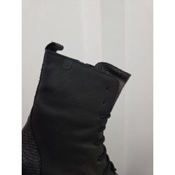 VALERIAS - BOTA PIEL MILITAR NEGRA
