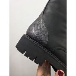 VALERIAS - BOTA PIEL MILITAR NEGRA