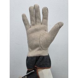 GUANTE PUNTO OJO PERDIZ. VOLANTE GRIS