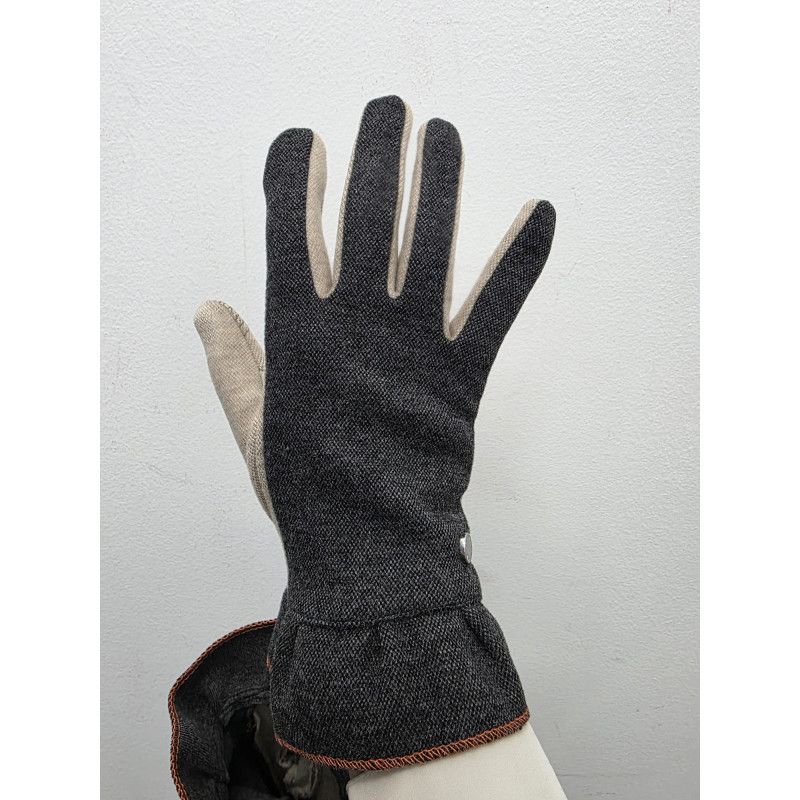 GUANTE PUNTO OJO PERDIZ. VOLANTE GRIS