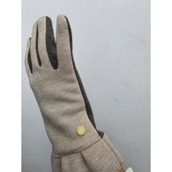 GUANTE PUNTO OJO PERDIZ. VOLANTE BEIGE