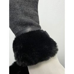 GUANTE PUNTO OJO PERDIZ. PUÑO PEL GRIS