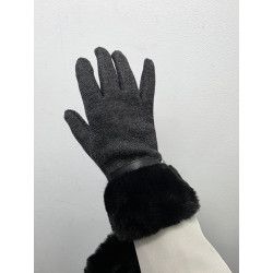 GUANTE PUNTO OJO PERDIZ. PUÑO PEL GRIS