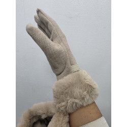 GUANTE PUNTO OJO PERDIZ. PUÑO PEL BEIGE