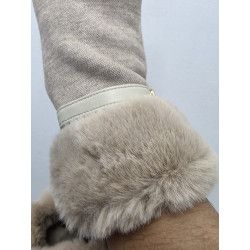 GUANTE PUNTO OJO PERDIZ. PUÑO PEL BEIGE