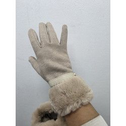 GUANTE PUNTO OJO PERDIZ. PUÑO PEL BEIGE