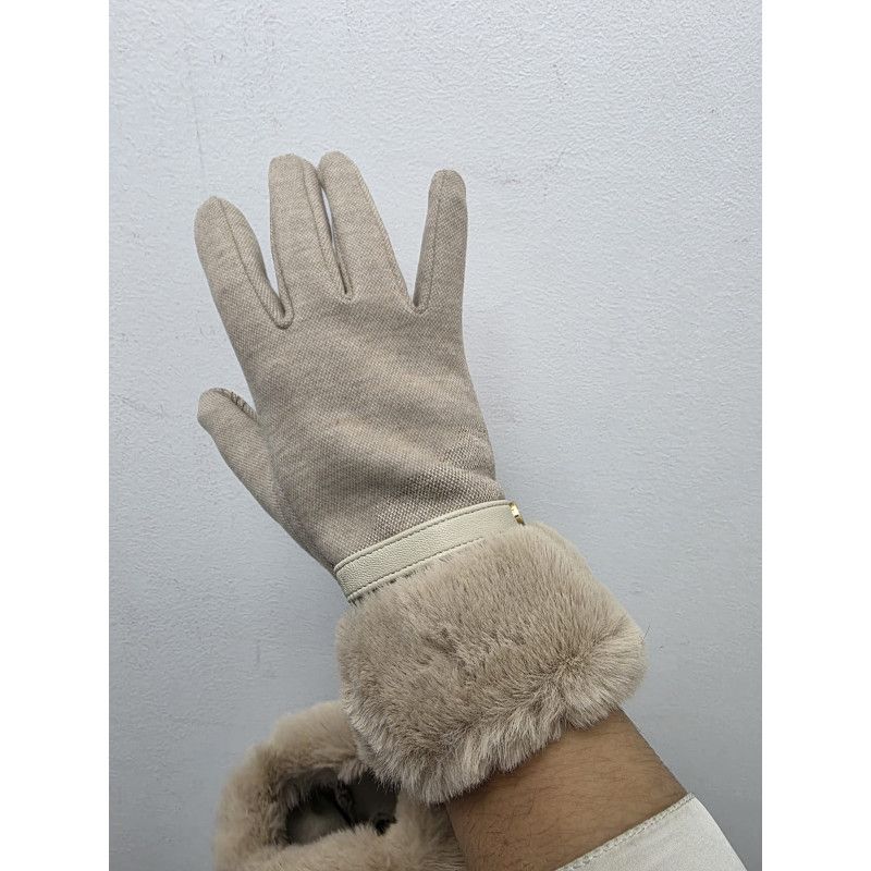 GUANTE PUNTO OJO PERDIZ. PUÑO PEL BEIGE