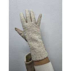 GUANTE PUNTO RIZO. BOTONES. BEIGE
