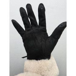 GUANTE PUNTO SUEDE. PUÑO PELO. NEGRO
