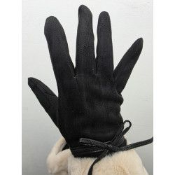 GUANTE PUNTO SUEDE. PUÑO PELO. NEGRO