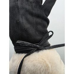 GUANTE PUNTO SUEDE. PUÑO PELO. NEGRO