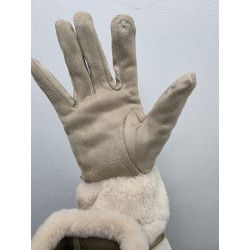 GUANTE PUNTO SUEDE. PUÑO PELO. BEIGE