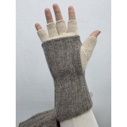 MITÓN LANA Y ANGORA. BICOLOR. PUÑO ARENA