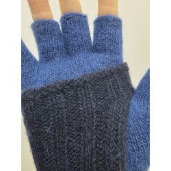 MITÓN LANA Y ANGORA. BICOLOR. PUÑO MARINO