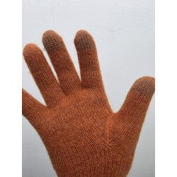 Guante dorso piel y lana ANGORA. TERRACOTA