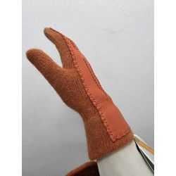 Guante dorso piel y lana ANGORA. TERRACOTA