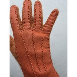 Guante dorso piel y lana ANGORA. TERRACOTA