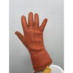 Guante dorso piel y lana ANGORA. TERRACOTA