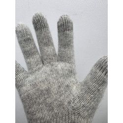 Guante dorso piel y lana ANGORA. GRIS