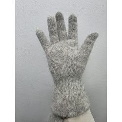 Guante dorso piel y lana ANGORA. GRIS