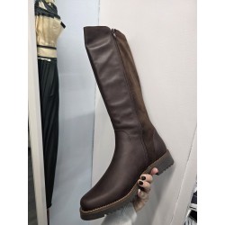 BOTA MARRÓN CHOCOLATE  ANCHA MUJER PIEL