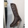 BOTA MARRÓN CHOCOLATE  ANCHA MUJER PIEL