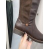 BOTA MARRÓN CHOCOLATE  ANCHA MUJER PIEL