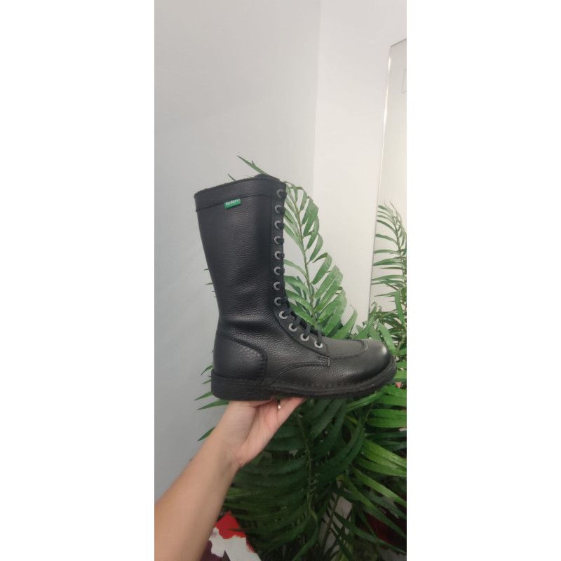 Botas Kickers de Piel Alta: Estilo Boxeadora en Negro, Comodidad y Elegancia en Talla Normal con Plantilla de Gel