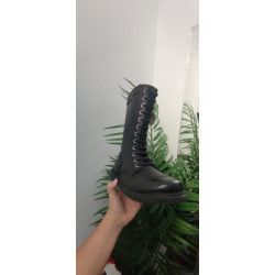 Botas Kickers de Piel Alta: Estilo Boxeadora en Negro, Comodidad y Elegancia en Talla Normal con Plantilla de Gel