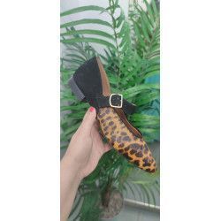 Manoletina Negro/ Leopardo con tira