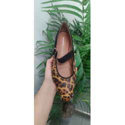 Manoletina Negro/ Leopardo con tira