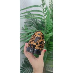 Manoletina Negro/ Leopardo con tira puntera cuadrada