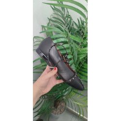 Manoletina Negro con tiras puntera