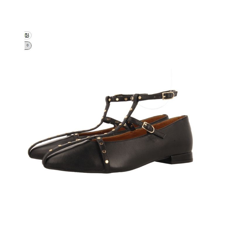 Manoletina Negro con tiras puntera