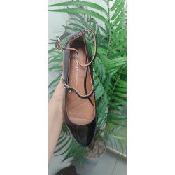 Manoletina Negro con tiras puntera