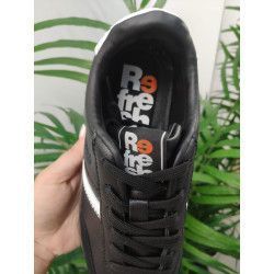 DEPORTIVA POLIPIEL NEGRO CON TIRA BLANCA