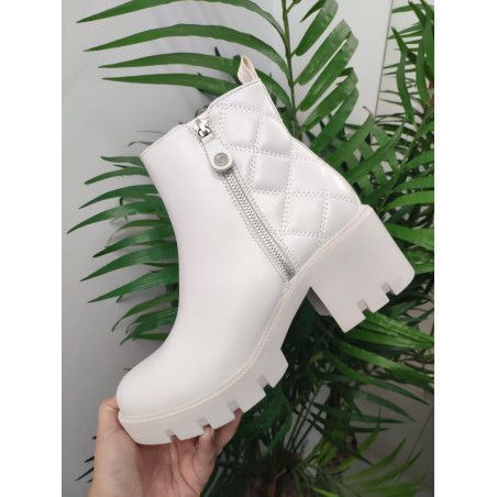 BOTÍN BLANCO CON TACÓN 6CM ANCHO