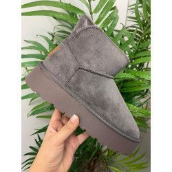 BOTA DOBLE PISO GRIS PELO