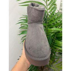 BOTA DOBLE PISO GRIS PELO