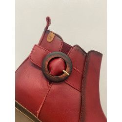 VALERIAS - BOTÍN PIEL BURDEOS CON CUÑA