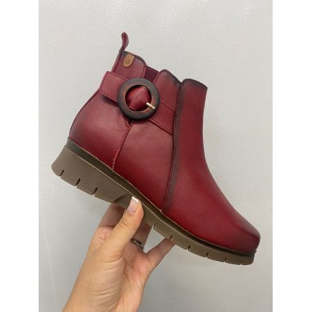 VALERIAS - BOTÍN PIEL BURDEOS CON CUÑA