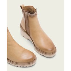 BOTÍN CUÑA 5CM - piel CON CREMALLERA