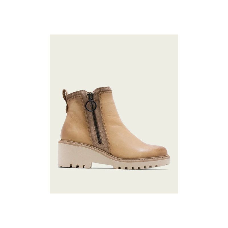 BOTÍN CUÑA 5CM - piel CON CREMALLERA