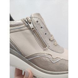 Zapato Deportivo Charol con Cremallera para mujer color piedra