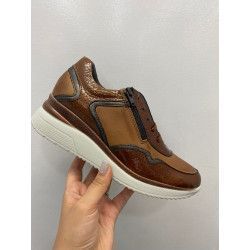 Cópia de Zapato Deportivo Charol con Cremallera para mujer color piedra