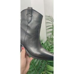BOTÍN COWBOY PIEL NEGRA 8CM