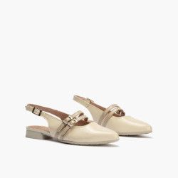 Salón destalonado Pitillos 10571 en charol crema – Elegancia sin tacón